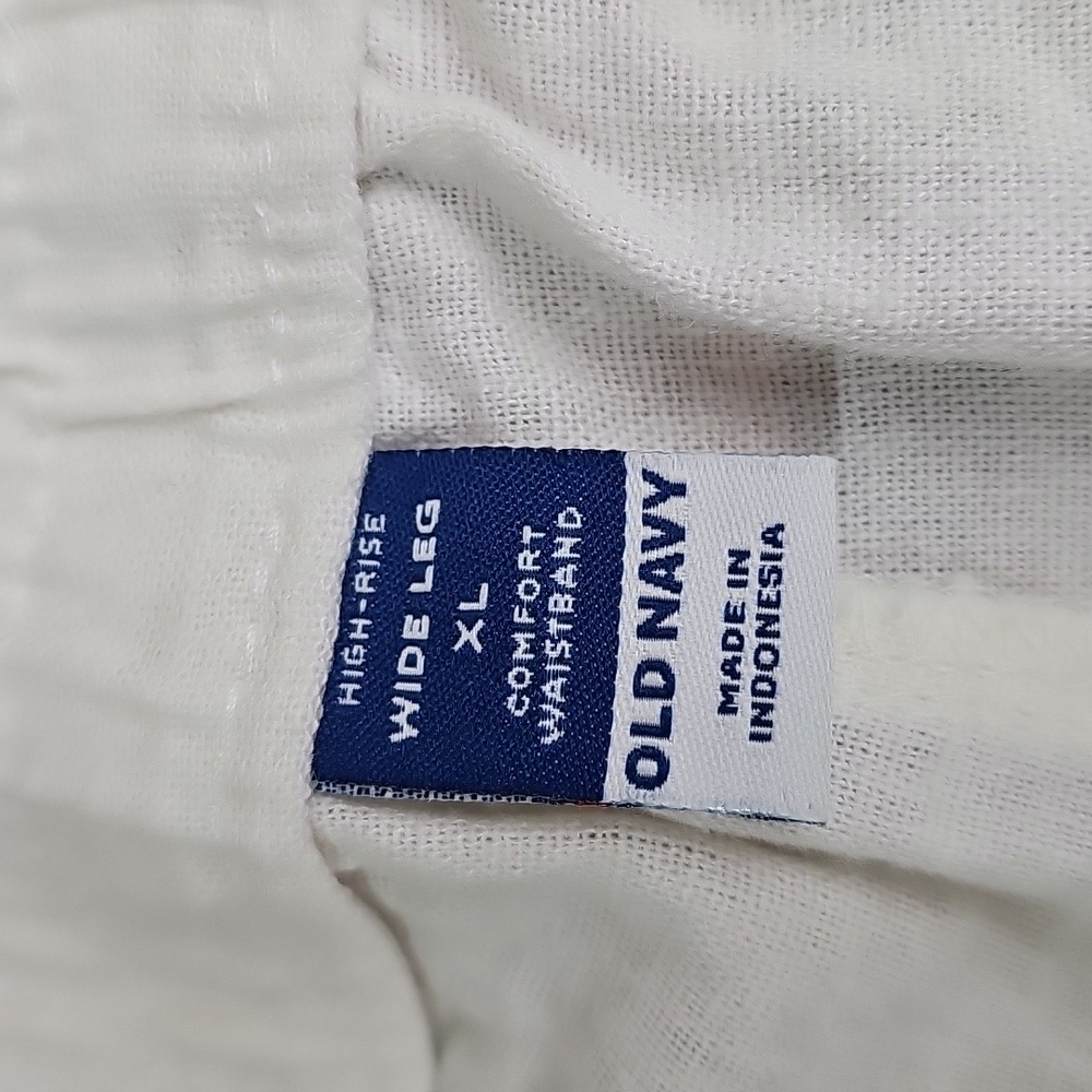 NWT OLD NAVY WHITE LINEN HIGH-RISE WIDE-LEG ELASTIC PULL-ON PANTS - Picture 8 of 11